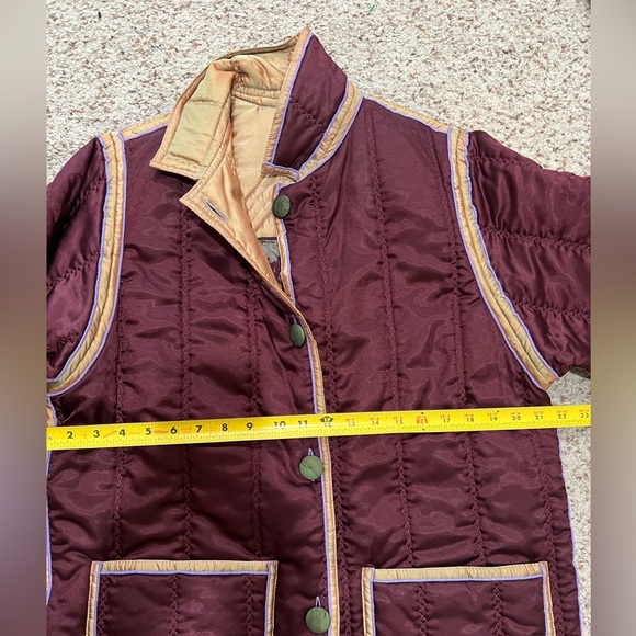VNTG Reversible Quilted‎ yellow Burgundy Unisex  USA Lightweight Jacket Coat M - Picture 8 of 16